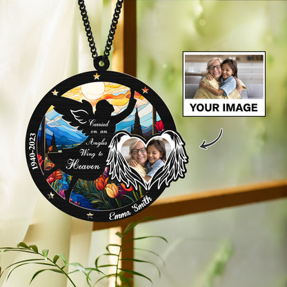 Personalized Angel Memorial Hanging Suncatcher, Custom Photo Ornament for Loss of Loved One, In Loving Memory Gift, Remembrance Keepsake, Sympathy Gift for Family (H-Sun-25)