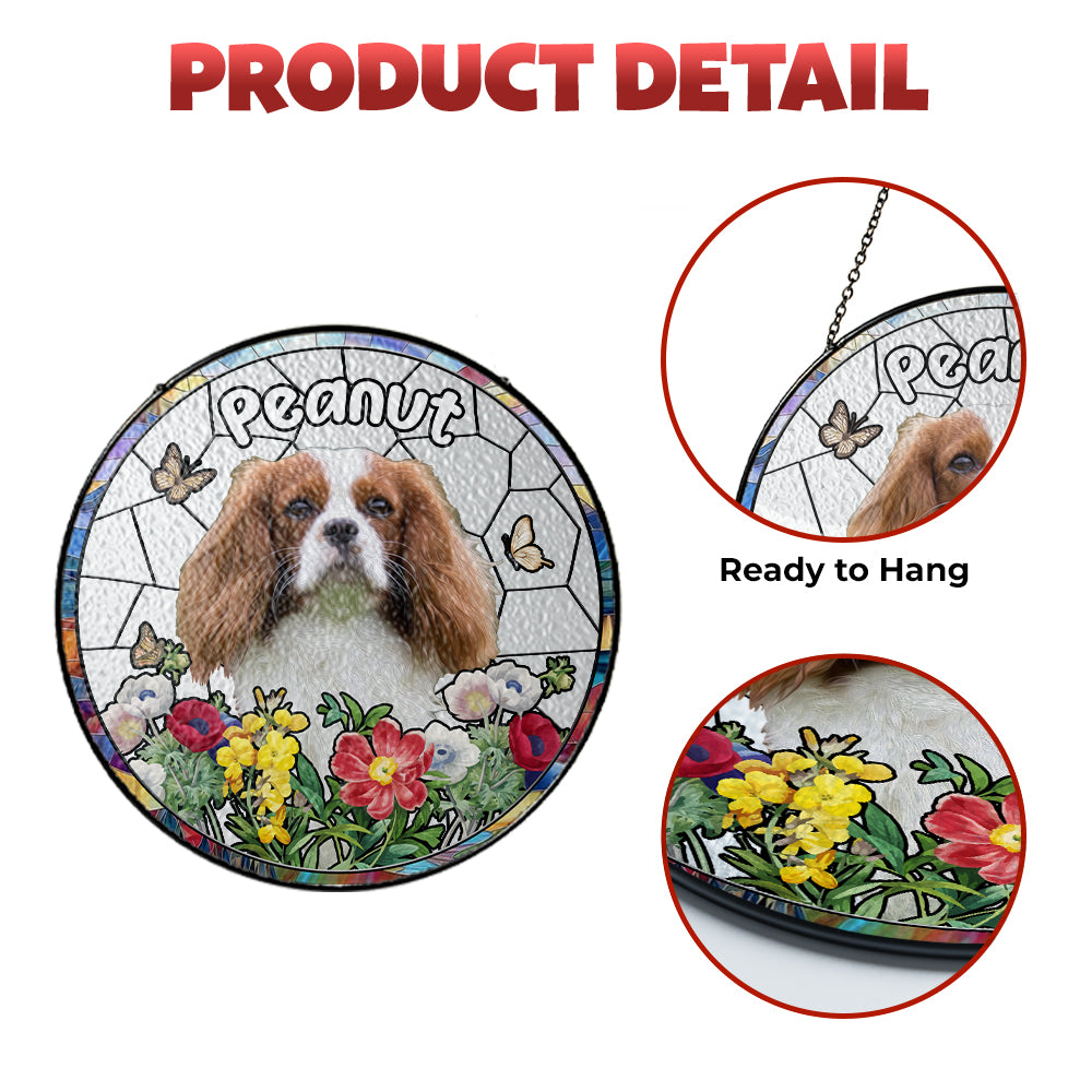 Cavalier King Charles Glass Suncatcher – Custom Dog Memorial Gift, Personalized Pet Loss Tribute for Dog Moms (Sun-65)