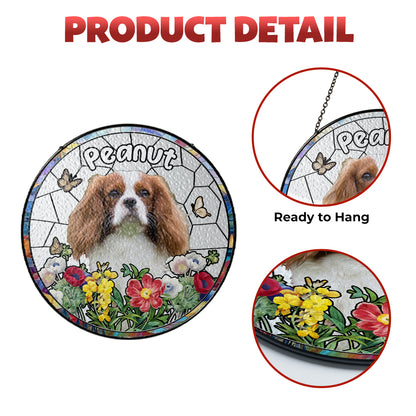 Cavalier King Charles Glass Suncatcher – Custom Dog Memorial Gift, Personalized Pet Loss Tribute for Dog Moms (Sun-65)