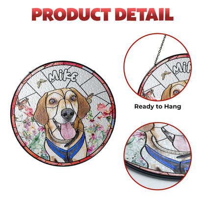 Unique Pet Memorial Glass Suncatcher – Custom Portrait Gift to Remember a Loyal Dog or Cherished Cat (Sun-32)