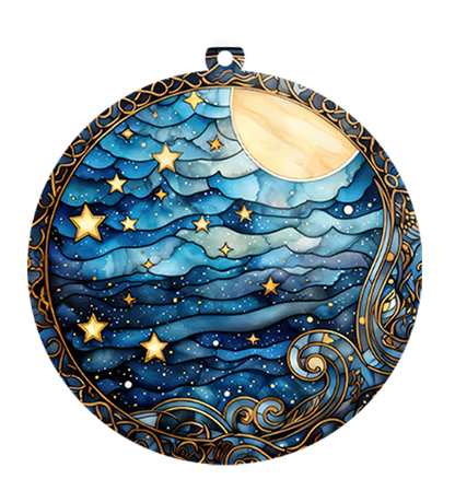 Personalized Hanging Suncatcher Moon and Heart – Custom Couple Photo Ornament – Romantic Stained Hanging Gift (Sun-105)