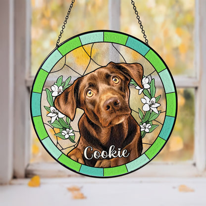 Black Labrador  Dog Memorial Glass Suncatcher – Custom Window Hanging Keepsake Gift for Dog Lovers and Pet Loss Tribute (Sun-38)