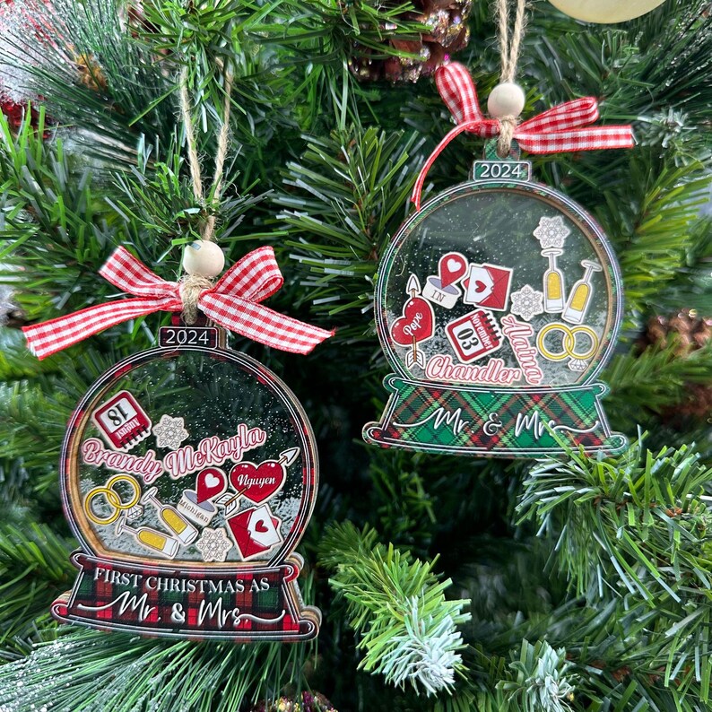 First Christmas As Mr Mrs Ornament 2024, First Christmas Married Ornament, Wedding Shaker Ornament, Engaged Ornament Newlywed Christmas Gift