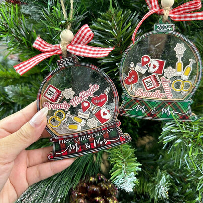 First Christmas As Mr Mrs Ornament 2024, First Christmas Married Ornament, Wedding Shaker Ornament, Engaged Ornament Newlywed Christmas Gift