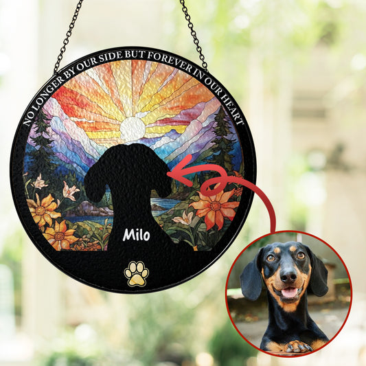 Personalized Dog Memorial Glass Suncatcher – Custom Pet Loss Remembrance Gift for Dog Lovers (Sun-10)