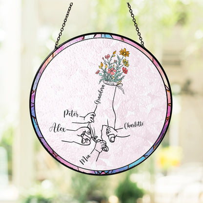 Glass Suncatcher Gift for Mom, Celebrate the Bond Between Mother and Child, Custom Hand in Hand Keepsake (Sun-67)