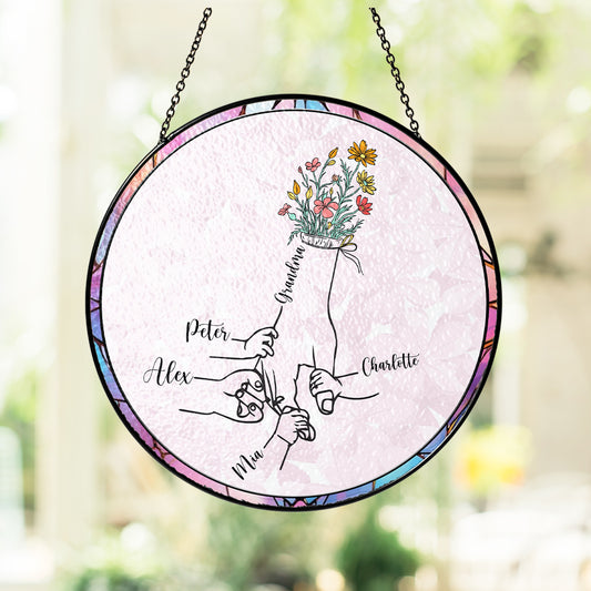 Glass Suncatcher Gift for Mom, Celebrate the Bond Between Mother and Child, Custom Hand in Hand Keepsake (Sun-67)