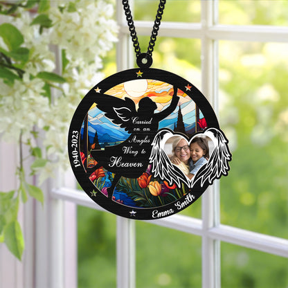 Personalized Angel Memorial Hanging Suncatcher, Custom Photo Ornament for Loss of Loved One, In Loving Memory Gift, Remembrance Keepsake, Sympathy Gift for Family (H-Sun-25)