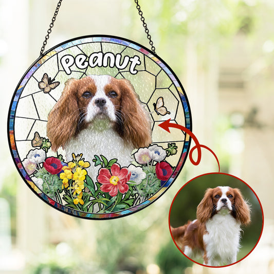 Cavalier King Charles Glass Suncatcher – Custom Dog Memorial Gift, Personalized Pet Loss Tribute for Dog Moms (Sun-65)