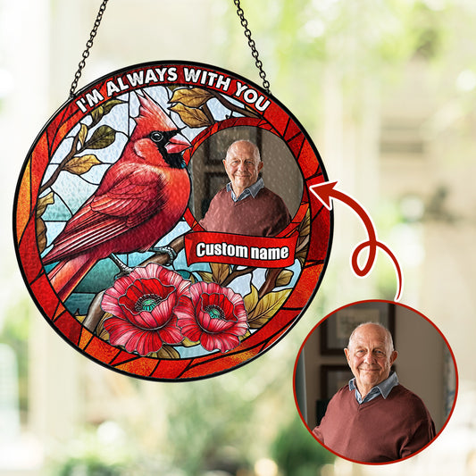 Personalized Cardinal Glass Suncatcher with Name and Date – A Beautiful Sympathy Gift to Remember Someone Special (Sun-33)