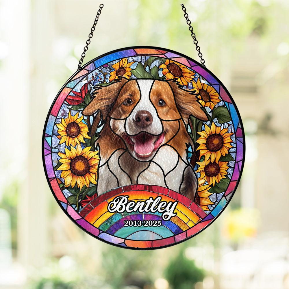 Custom Pet Portrait Glass Suncatcher, Personalized Dog or Cat Ornament Made from Your Favorite Photo, Perfect Gift for Pet Lovers (Sun-69)