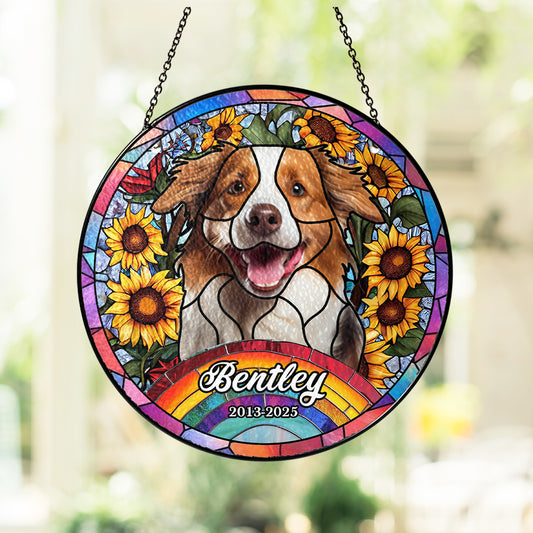 Custom Pet Portrait Glass Suncatcher, Personalized Dog or Cat Ornament Made from Your Favorite Photo, Perfect Gift for Pet Lovers (Sun-69)