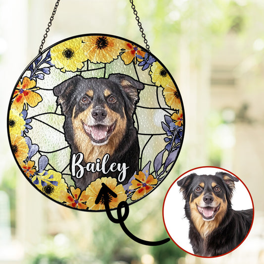 Custom Dog Memorial Glass Suncatcher for Pet Loss (Sun-11)