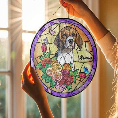 Beautifully Personalized Handcrafted Engraved Glass Suncatcher with Custom Pet Design (Sun-12)