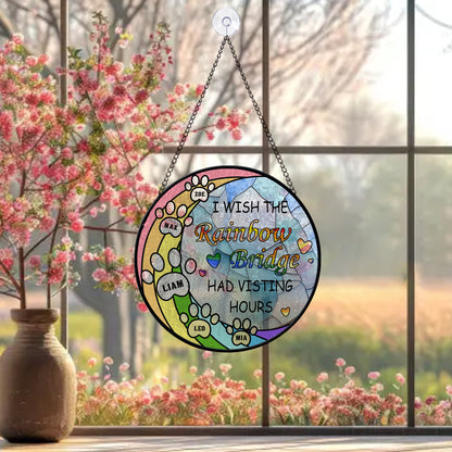 Personalized Glass Suncatcher for Pet Remembrance – Rainbow Bridge Window Hanging with Name and Optional Message – Beautiful Pet Tribute Gift (Sun-87)