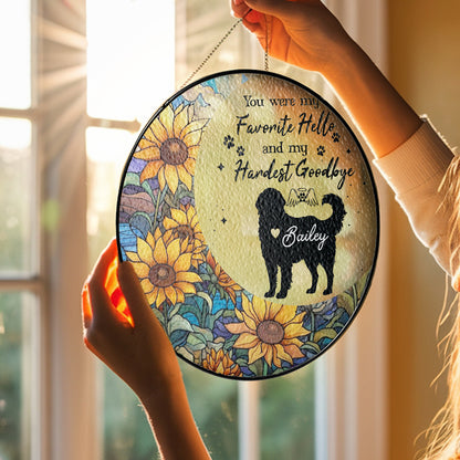 Custom Dog Portrait Stained Glass Suncatcher, Stained Glass Dog Memorial, Pet Memorial Gift, Custom Dog Portrait from Photo, Window Hangings (Sun-62)