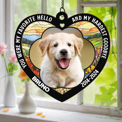 In Loving Memory of Dog Suncatcher – Custom Name & Years Heart Window Hanging – Pet Bereavement Keepsake (H-Sun-23)