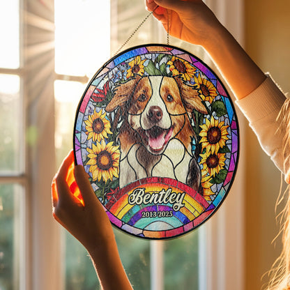 Custom Pet Portrait Glass Suncatcher, Personalized Dog or Cat Ornament Made from Your Favorite Photo, Perfect Gift for Pet Lovers (Sun-69)