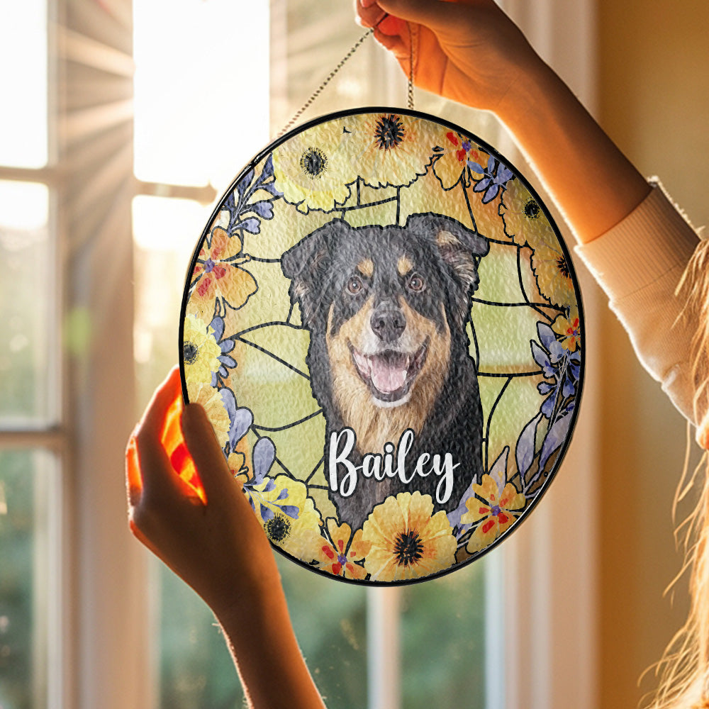 Custom Dog Memorial Glass Suncatcher for Pet Loss (Sun-11)