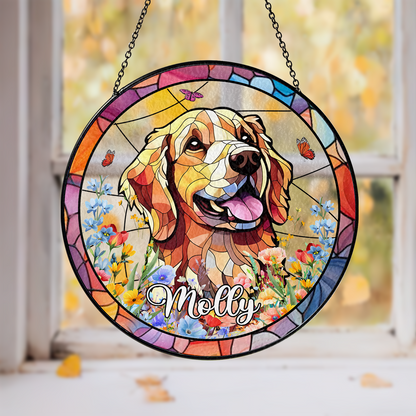 Personalized Dog Face Glass Suncatcher – Unique Handmade Art for Remembering Your Furry Friend (Sun-48)