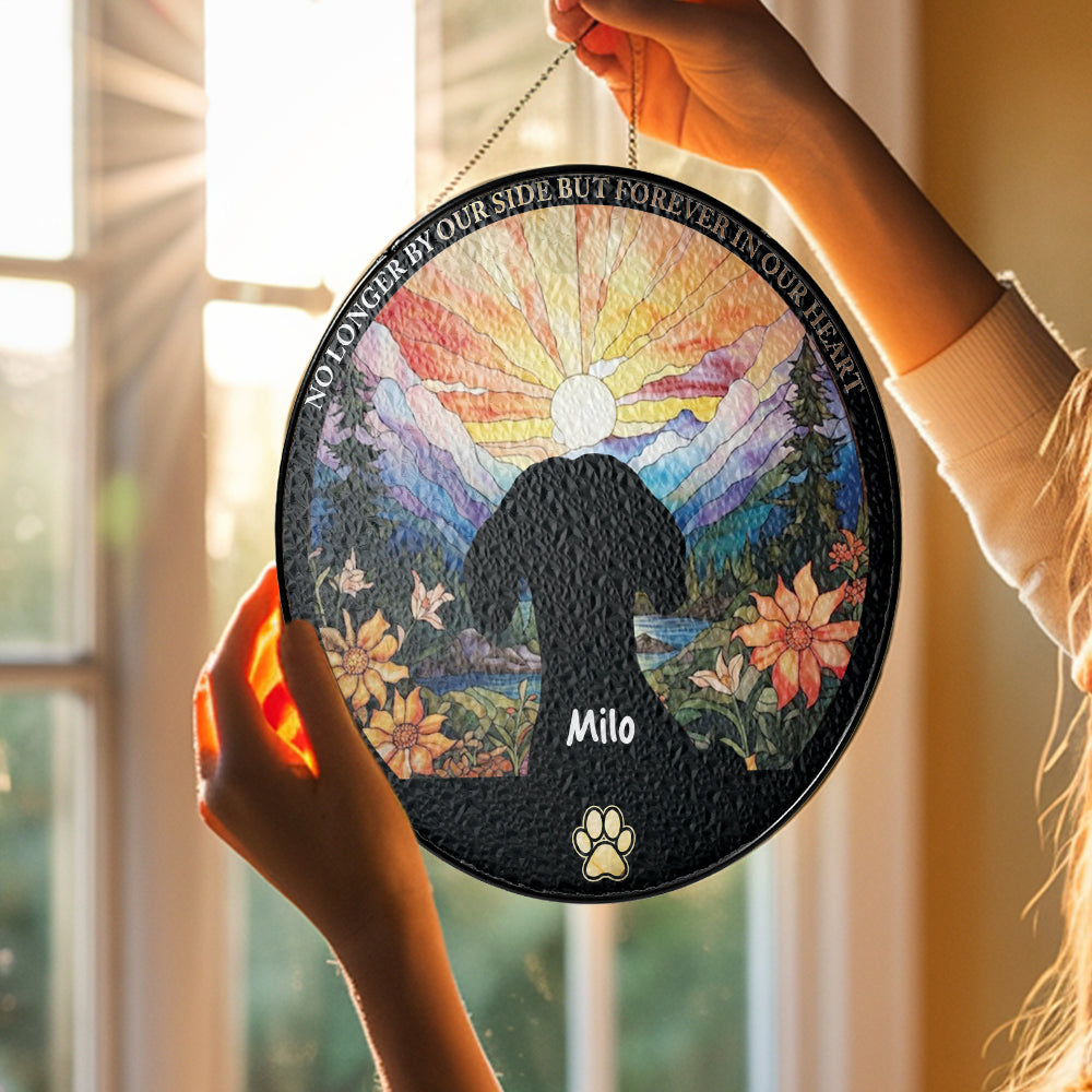 Personalized Dog Memorial Glass Suncatcher – Custom Pet Loss Remembrance Gift for Dog Lovers (Sun-10)