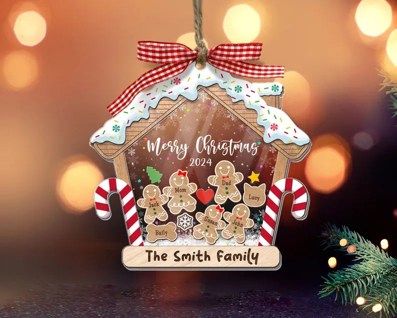Family Ornament Personalized, Family Christmas Ornaments 2024, Custom Gingerbread Ornament, Family Christmas Gifts, 4D Shake Ornament