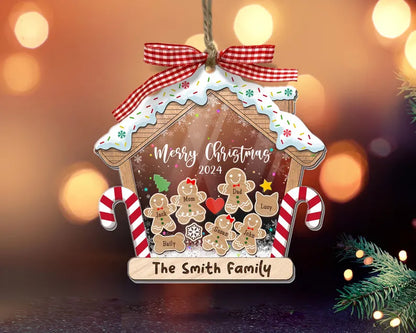 Family Ornament Personalized, Family Christmas Ornaments 2024, Custom Gingerbread Ornament, Family Christmas Gifts, 4D Shake Ornament