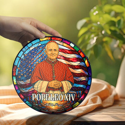 Pope Leo XIV Religious Glass Suncatcher, Christian Home Window Decor, Stained Glass Suncatcher Ornament, Handmade Glass SunCatcher (Sun-113)