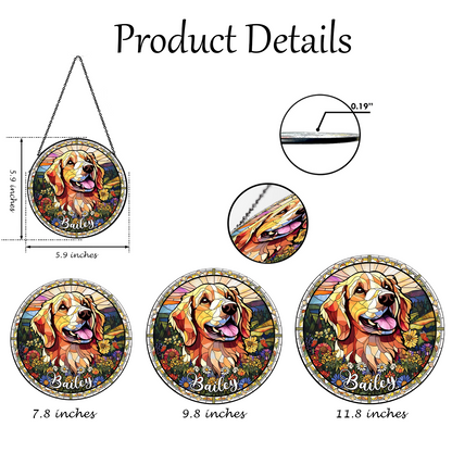 Handmade Glass Suncatcher with Custom Dog Portrait – Pet Loss Tribute and Unique Animal Lover Gift (Sun-47)