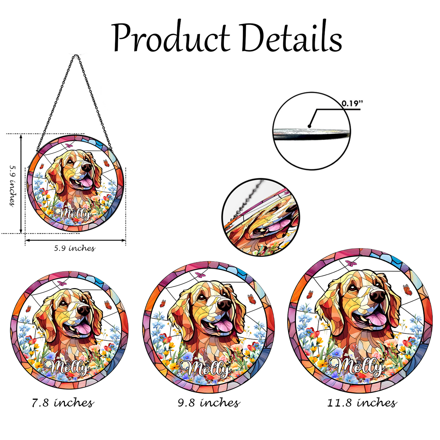 Personalized Dog Face Glass Suncatcher – Unique Handmade Art for Remembering Your Furry Friend (Sun-48)