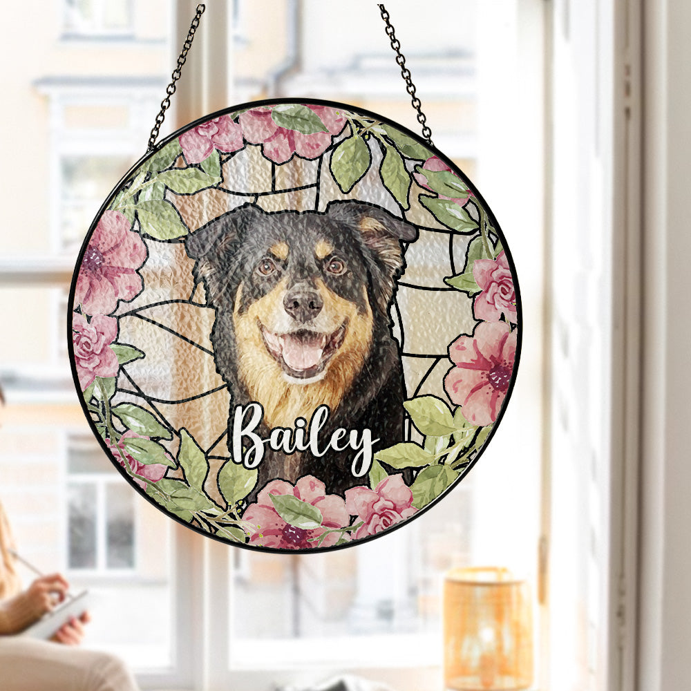 Custom Dog Memorial Glass Suncatcher for Pet Loss (Sun-11)