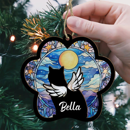 Personalized Cat Loss Sympathy Glass Suncatcher, Beautiful Memorial Gift for Grieving Pet Owners (H-Sun-01)