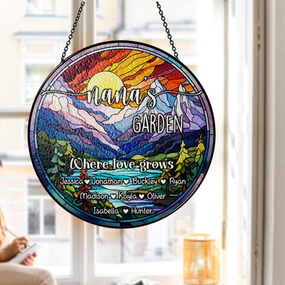 Custom Floral Glass Suncatcher – A Heartfelt Gift for Nana, Grandma, or Mom, Perfect for Mother’s Day or Any Special Occasion (Sun-29)
