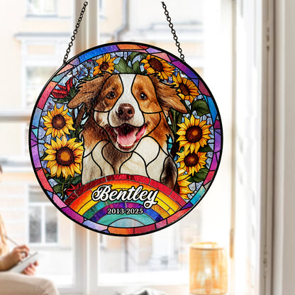 Custom Pet Portrait Glass Suncatcher, Personalized Dog or Cat Ornament Made from Your Favorite Photo, Perfect Gift for Pet Lovers (Sun-69)