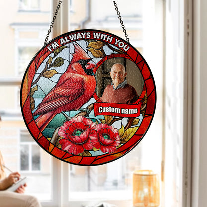 Personalized Cardinal Glass Suncatcher with Name and Date – A Beautiful Sympathy Gift to Remember Someone Special (Sun-33)