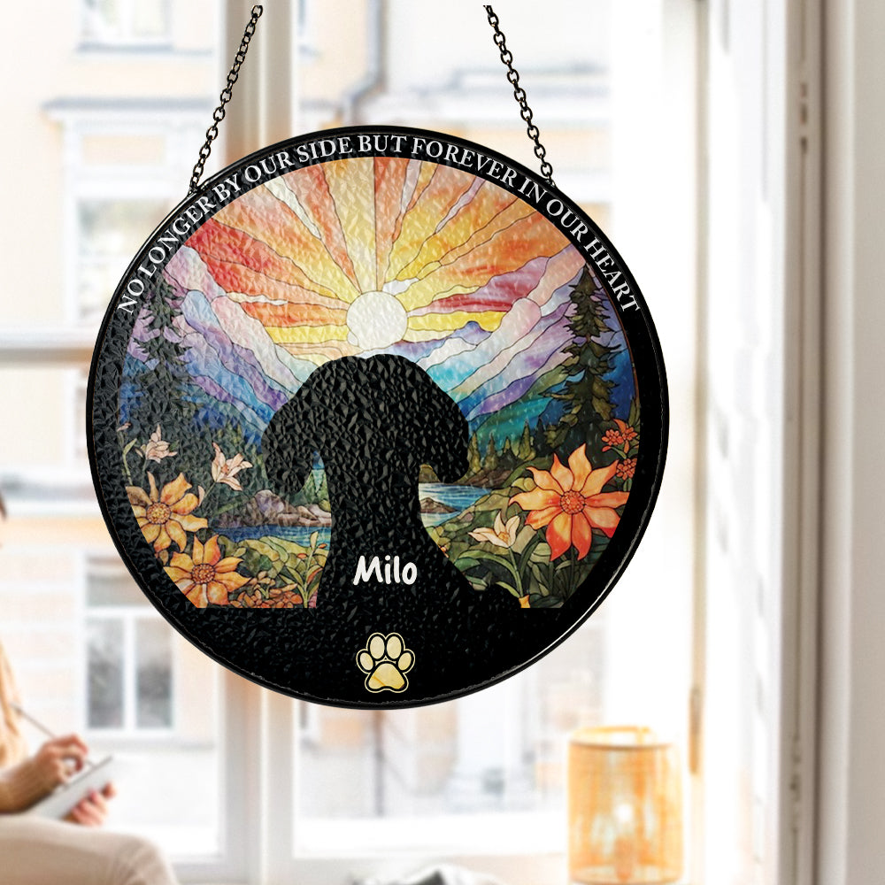 Personalized Dog Memorial Glass Suncatcher – Custom Pet Loss Remembrance Gift for Dog Lovers (Sun-10)
