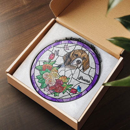 Beautifully Personalized Handcrafted Engraved Glass Suncatcher with Custom Pet Design (Sun-12)