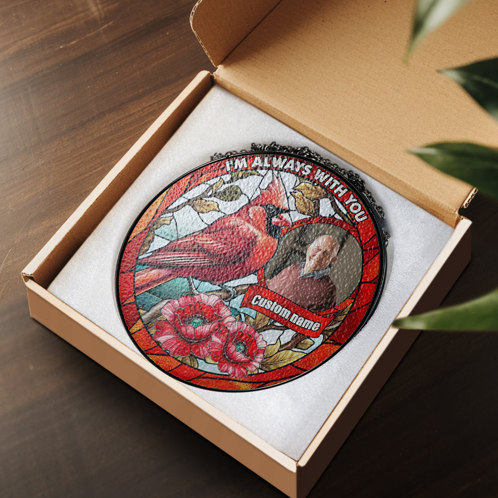 Personalized Cardinal Glass Suncatcher with Name and Date – A Beautiful Sympathy Gift to Remember Someone Special (Sun-33)
