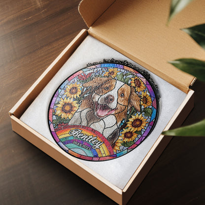 Custom Pet Portrait Glass Suncatcher, Personalized Dog or Cat Ornament Made from Your Favorite Photo, Perfect Gift for Pet Lovers (Sun-69)
