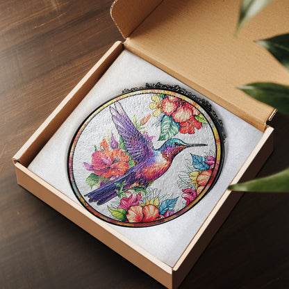 Stunning Personalized Hummingbird Stained Glass Suncatcher – A Colorful Window Accent for Nature Enthusiasts (Sun-31)
