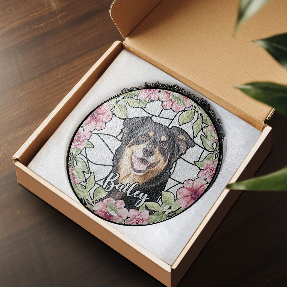 Custom Dog Memorial Glass Suncatcher for Pet Loss (Sun-11)