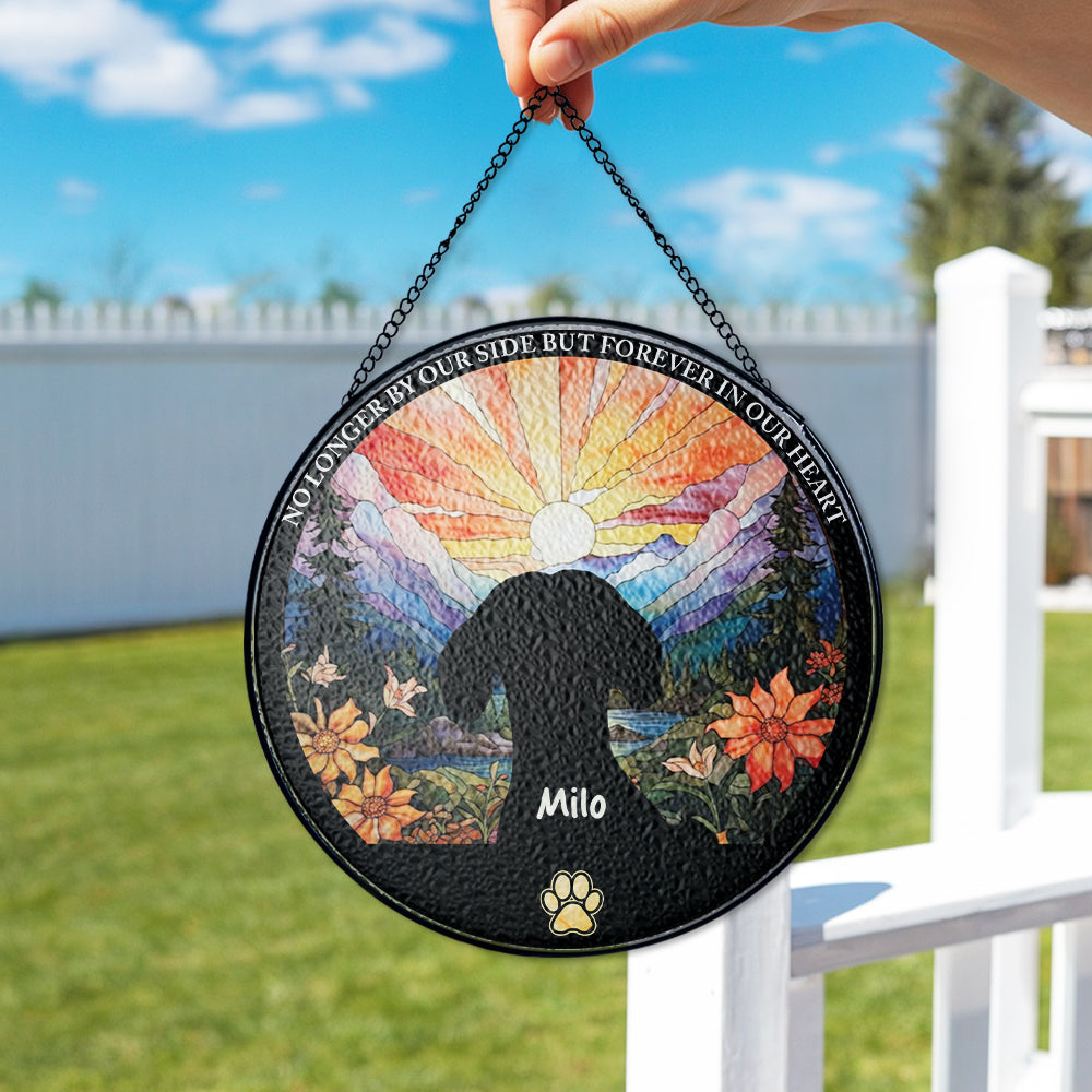 Personalized Dog Memorial Glass Suncatcher – Custom Pet Loss Remembrance Gift for Dog Lovers (Sun-10)