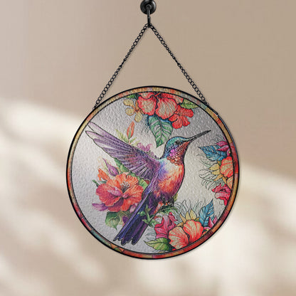 Stunning Personalized Hummingbird Stained Glass Suncatcher – A Colorful Window Accent for Nature Enthusiasts (Sun-31)