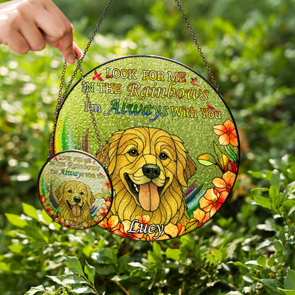 Custom Pet Glass Suncatcher with Floral Design – Personalized Dog Face Window Ornament for Pet Owners, Memorial, or Birthday Gift (Sun-82)