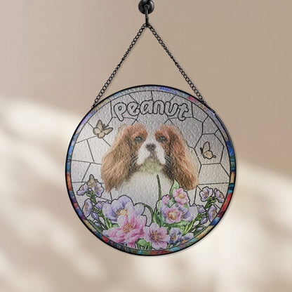 Cavalier King Charles Glass Suncatcher – Custom Dog Memorial Gift, Personalized Pet Loss Tribute for Dog Moms (Sun-65)