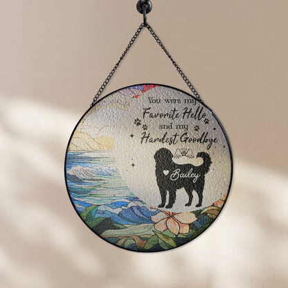 Custom Dog Portrait Stained Glass Suncatcher, Stained Glass Dog Memorial, Pet Memorial Gift, Custom Dog Portrait from Photo, Window Hangings (Sun-62)
