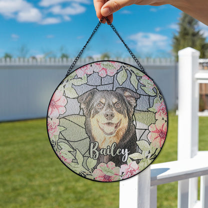 Custom Dog Memorial Glass Suncatcher for Pet Loss (Sun-11)