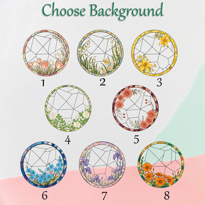 Custom Pet Glass Suncatcher – Personalized Dog Portrait with Yellow Lilies and Daisies – Stained Glass Style Window Hanging Gift (Sun-104)