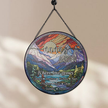 Custom Floral Glass Suncatcher – A Heartfelt Gift for Nana, Grandma, or Mom, Perfect for Mother’s Day or Any Special Occasion (Sun-29)