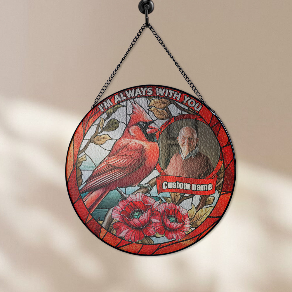 Personalized Cardinal Glass Suncatcher with Name and Date – A Beautiful Sympathy Gift to Remember Someone Special (Sun-33)